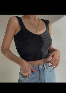 Gray Knit Cropped Tank