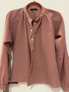 New Trendyol Pink Ghingham Top