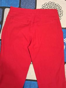 Women's Red Comfort Fit Pants