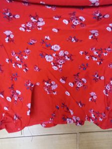Red Floral Mini Skirt