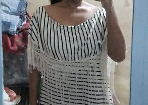Striped Midi Dress with Tassel Detail