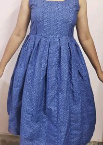 Blue Flared Pattern Frock