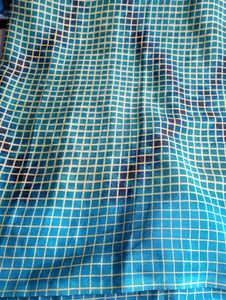 used Stylish Blue &amp; Yellow Checkered saree