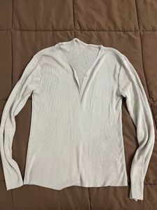 Beige Casual Knit Cardigan