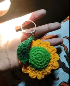 Handmade Crochet Sunflower Keychain