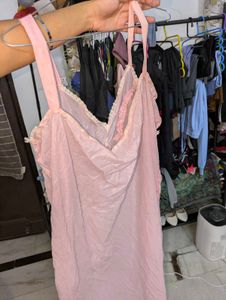 Pink Lace Trim Nightgown &amp; Robe Set