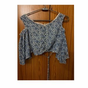 Boho Floral Cold Shoulder Top with bra pads