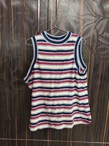 Striped Sleeveless Knit Top