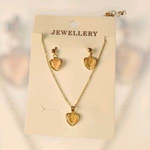 Heart Pendant Necklace &amp; Earrings Set