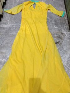 Yellow Kurta with Green Pants