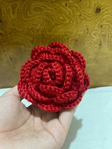 Red Crochet Rose Hair Clip
