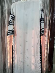 White Kurta with Black Embroidery | Elegant &amp; Styl