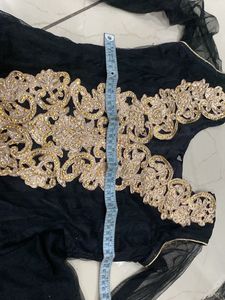 Black &amp; Gold Embroidered Kurta Set