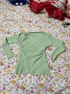 Stylish Ribbed Wrap Top