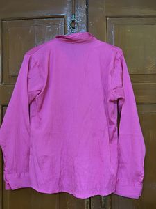 Vibrant Pink Long Sleeve Button-Up Shirt