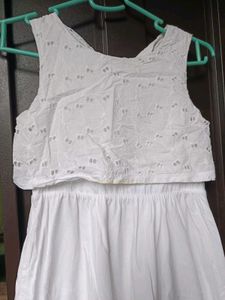 White Eyelet Top Layered Dress