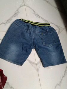 kids Distressed Denim Shorts with "Stay Positive"