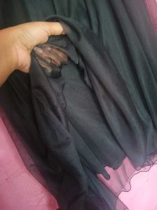 Elegant Black Dress with Sheer Sleeves