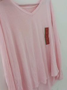 White V-Neck Long Sleeve Tee - Medium( Pack 2)