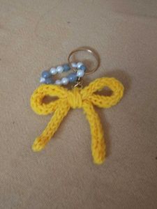 Yellow Bow Keychain with Beads