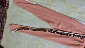 Pink &amp; White Striped Track Pants