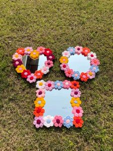 Crocheted Flower Mirrors