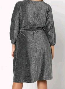 Sparkling Silver V-Neck Dress