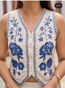 Embroidered Crop Top &amp; Palazzo Set