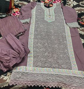 Elegant Sequined Kurta Set with Pants