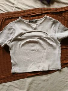 Ribbed Crop Top with Cutout Detail