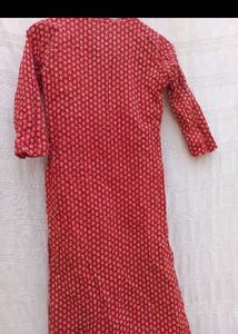 Red Printed Cotton Kurta