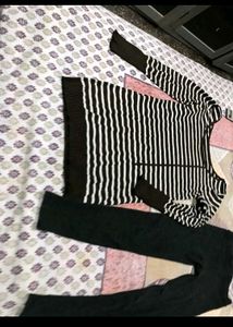 Striped Tunic Top &amp; winters Leggings Set