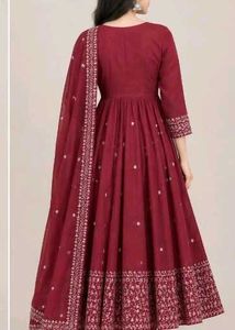 Embroidery anarkali dress with free green suit