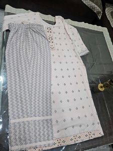 Elegant Printed Kurta Set(Icecream pink color)