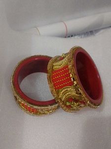 Red & Gold Embellished Bangles