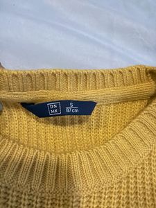 Yellow Lace-Up Knit Sweater
