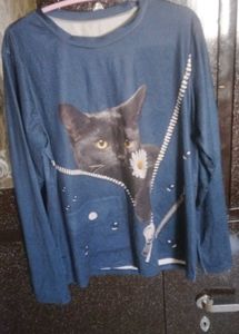 Cute Cat Print Long Sleeve Top