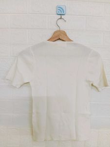 White Button-Up Short Sleeve Top