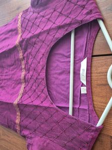 Purple Embroidered Kurti Top