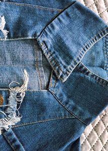 Denim Vest with Raw Edge Detail