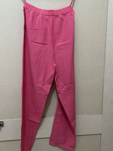 Pink Wide Leg Cotton Pants