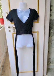 Chic Black Wrap Crop Top