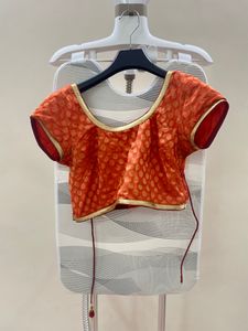 Orange Silk Blouse with Gold Trim