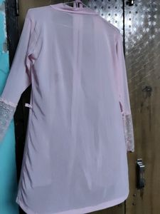 Pink Lace Trim Robe