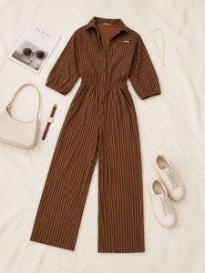 🤎 Brown Striped Utility Jumpsuit 🤎