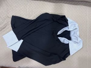 Chic Polka Dot Detail Long Sleeve Top