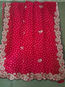 Exquisite Pink Embroidered Saree with stitched blo