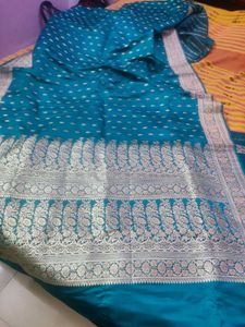 Beautiful Teal Banarasi Silk Saree