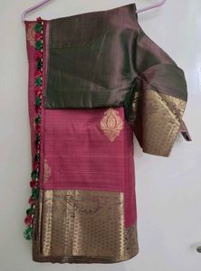 Gorgeous kanchi pattu saree-Lotus/Pistachio