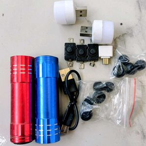USB LED Lights &amp; Mini Flashlights Combo